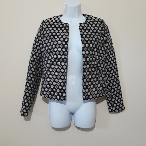 Banana Republic Blazer Black White Geometric Patterned Textured Jacket Size 0 - Picture 2 of 6